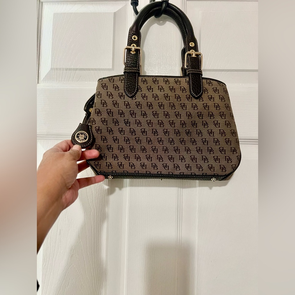 Dooney & Bourke Monogrammed Brown Leather Shoulder Bag
